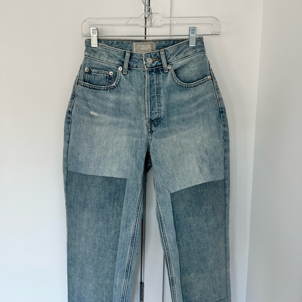Everlane NWT 24 Crop Curvy 90s Cheeky Straight Jean Patched Blue - Picture 5 of 8